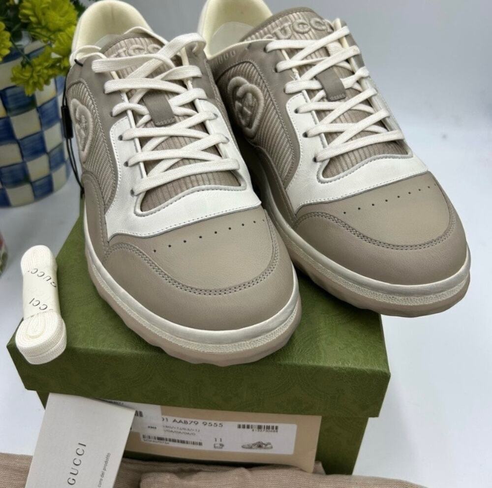 Men's Gucci Mac 80 low top leather sneakers size 11 fits 11.5 US made in Italy